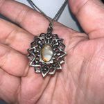 Vintage Silver Tone With Mother of Pearl and Turquoise beads Cross Cameo Pendant Photo 3