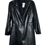 Alice + Olivia NWT Kyrie Long Sleeve Faux Leather Tuxedo Romper Women Black 12 Photo 2