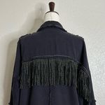 ZARA  Woman Western Black Denim Studded Fringe Jacket, Sz Small Photo 8
