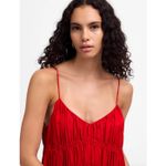 Madewell Textured V Neck Midi Dress Festival Red A Line Linen Cotton Medium NWT Photo 4