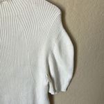 Maeve white ribbed puff shoulder short sleeve sweater Photo 6
