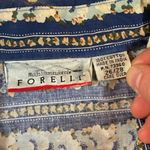 VTG Forelli Women's Blue Floral Stripe Button Up Long Sleeve Shirt Size 26/28 Photo 4