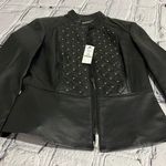 White House | Black Market Petite Stud-Detail Leather Jacket Sz XXS Photo 3