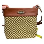 Spartina 449 Geometric Green/ Cream Leather and Linen Crossbody Bag with Wallet Photo 16