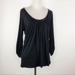 August Silk  Black Embellished Neck Top Size M Photo 10