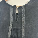 POL  Black Boho Lace Trim Sleeveless Tunic Top Large Flowy Gauze Pintuck Pleated Photo 7