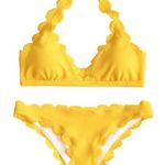 Yellow Scalloped Bikini Size M Photo 0