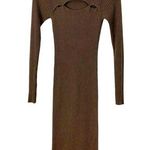 Gap New Mockneck Cutout Ribbed Midi Sweater Fall Dress Cozy Brown Long Sleeve Photo 0