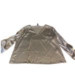 White House | Black Market WHITE HOUSE BLACK SILVERY TAUPE SATIN V NECK BLOUSE (XL) Photo 7