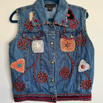 New Direction New Directions Women’s Boho Indie Embroidered Embellished‎ Denim Vest Size M Photo 0