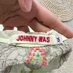 Johnny Was  Women’s Floral Embroidered V-Neck Blouse Top Sheer in Mint Green 1X Photo 8