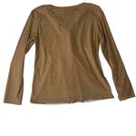 Lexi & Tasch size medium y2k tan tie front eyelet cutout long sleeve shirt 90s b Photo 1