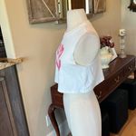 Crop Top Tee Goofy Pink Face Shoe Fly White Photo 2