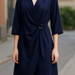 Agnes Orinda Wrap Dress Tie Front 3/4 Sleeve Career Casual BRT Blue 2X Size XXL Photo 0