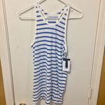"T" by Alexander Wang women's striped stretch linen blend racer back tank top White Size 4 Photo 1