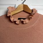 J.Crew  Ruffle Neck Merino Wool Blend Sweater Pink Mockneck Feminine Chic S Photo 2