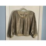 Free People  Blouse XS Gold Sequin Cropped Glam Swiftie New Years Bling Holidays Photo 2