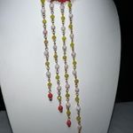 Vintage Gold Tone and Multi Stone Bead S Closure Cascading Bead Necklace Orange Photo 2