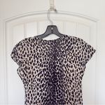 Talbots  Size 6 Black Tan NWT Leopard Print Cover Up Dress Chiffon V Neck Photo 3