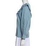 Carolina K Full Balloon Sleeve Embroideted Cutwork Ruffle Top Blue Size XS Photo 5