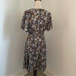 MikaRose Fit Flare Midi Dress 1X Floral Navy Blue Orange Flower Boho Bloomcore Photo 2