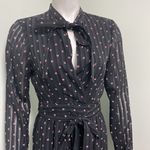 Alexis  Leila Pleated Rio Print Black Mini Wrap Dress Size Medium Photo 6