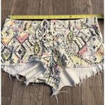 Billabong Lite Hearted Denim Geometric Tribal Lace Front Tie Cutoff Shorts Sz 28 Photo 3