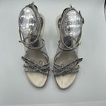 Furla Snakeskin Embossed Leather Strappy Ankle Heel Sandals Cream Size 39 US 8.5 Photo 5