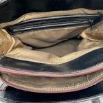 Marc Chantal Croc Embossed Soft Faux Leather Shoulder Handbag Heart Accent Brown Black Photo 9