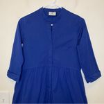 TUCKERNUCK Cotton Royal Shirt Dress Mini 3/4 Sleeve Navy Blue Sz Small Photo 1