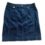 Pilcro and the Letterpress N°28 ANTHROPOLOGIE PILCRO Pencil Skirt Blue Denim Waist Stretch Pleated Photo 0