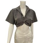Vintage 1980s JG Hook Grey Denim Short Sleeve Top Medium Gray Photo 5