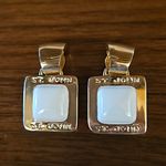 St. John 💕💕 Square Shape Clip On Earrings ~ Gold with Ivory Enamel NWOT Photo 1
