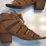 Lucky Brand  Women’s Genevie Leather Suede Tan Brown Cage Lace-Up Open Toe Heels Photo 4