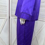 Victoria's Secret  Satin Pajama Set Purple Black Medium Shirt Pants Photo 6