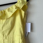 JustFab NWT Lemon Medium Yellow Off the Shoulder Linen Midi Dress Ruffle Top Photo 7