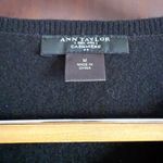Ann Taylor | Black 100% Cashmere Slim Fit Cashmere Sweater | Medium Photo 5