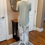 Soma  Cool Nights Pajama Set Mint Green V-Neck Top & Tropical Printed Pant Size L Photo 6