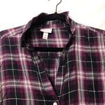 Isabel Maternity  Purple Plaid Button Shirt Dress Womens M Knee Length Preppy Photo 6