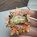KC Autumn Leaf Wreath Fall Leaves Enamel Brooch Pin Great For Thanksgiving Photo 6
