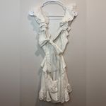 Luxxel Luxxer White Eyelet Ruffle Cotton Cut Out Accent Tie Back Shorts Romper Size M Photo 4