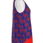 Hatley 100% Silk Mosaic Elephant Novelty Print Sleeveless Blouse | Blue | Small Photo 1