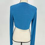 Morning Mist  Women's Long Sleeve Crop Top‎ Blouse Blue Size 12 Wrap Around Photo 6