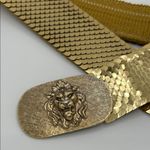 Vintage Gold Tone Lion Head Belt: Metallic Fish Scale Stretch Belt Photo 1