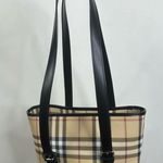 Burberry London Nova Check Classic Plaid Canvas Leather Bucket Bag Purse Photo 2