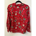 Vintage Studio Red Satiny Ornate Chain and Jewel Print Button Down Blouse M/L Size L Photo 3