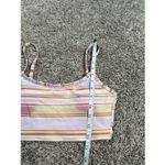 Aerie Longline Scoop Swim Bikini Top Stripe Print Size XS Pastel Pink Orange Photo 7