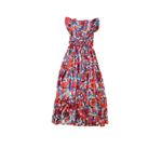 NWT $695 PatBO Violet Maxi Dress Women 4 Red Floral Chiffon Wedding Formal Event Photo 7