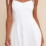 Lulus NWT  Size Medium Definitely Lovable White Crochet Lace Tie-Strap Mini Dress Photo 0