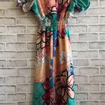 SheIn Women’s long floral short sleeve v-neck dress Small Photo 1